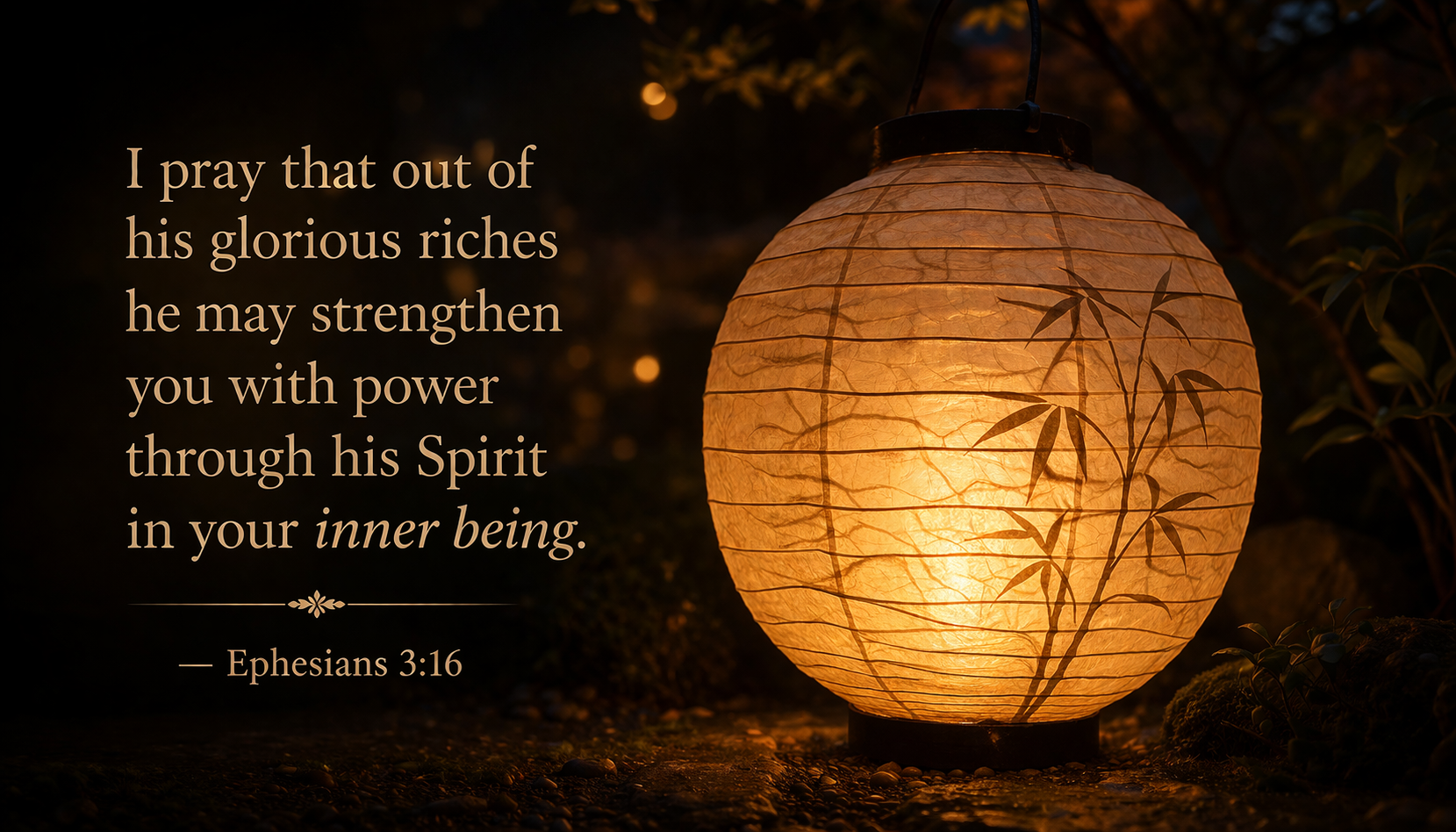 Ephesians 3:16 — Strengthened Through His Spirit | Paper Lantern Wallpaper